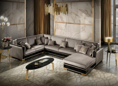 Living area corner sofa U-shaped couch seating upholstered sofa sofas furniture sofa Italy